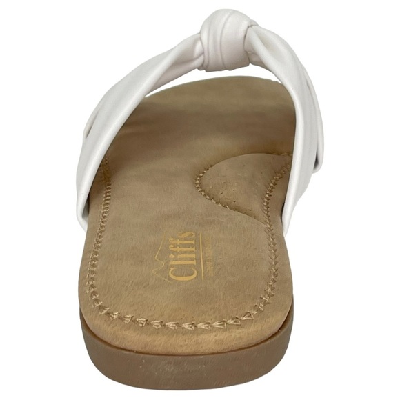 Cliffs White Mountain Favorite White Faux Leather Womens Slide Sandals Size 10M - Picture 3 of 12